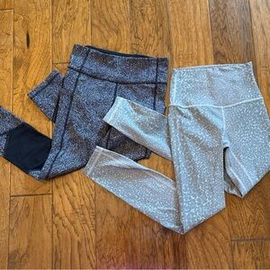 2pair of Lululemon Black & White + gray Patterned Leggings size 2